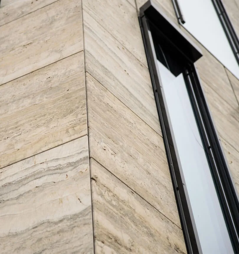 FOSS Denmark Etrusco Grigio travertine project 2